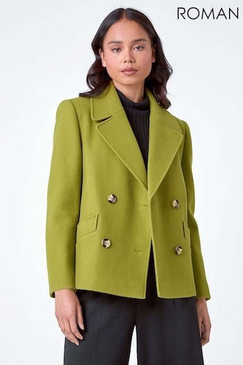 Roman Green Double Breasted Pea Coat (AB9081) | £60