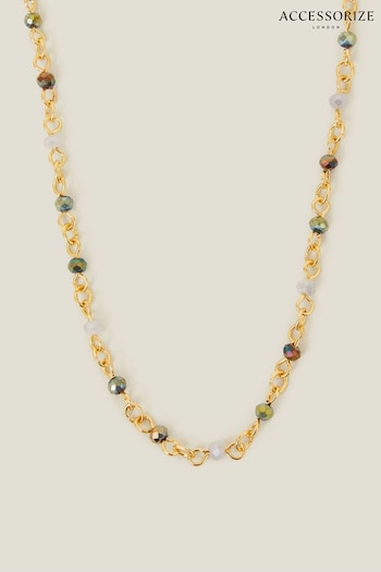 Accessorize Gold Plated 14ct Beaded Station Necklace (AB9341) | £22