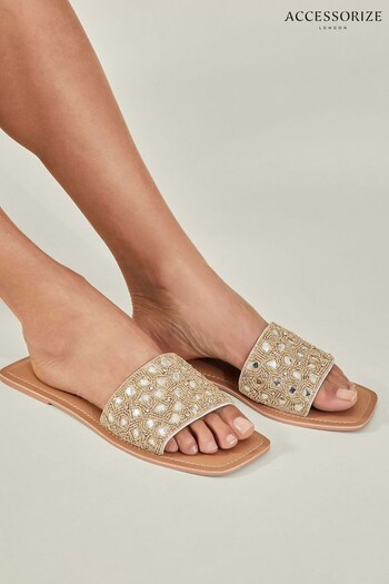 Accessorize Gold Beaded Mirror Sliders (AB9410) | £39