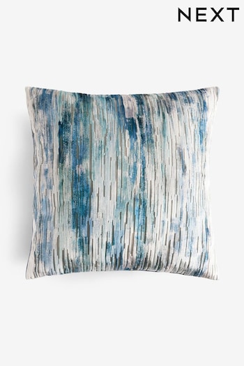 Blue 43 x 43cm Haze Velvet Stripe Cushion (AB9707) | £22