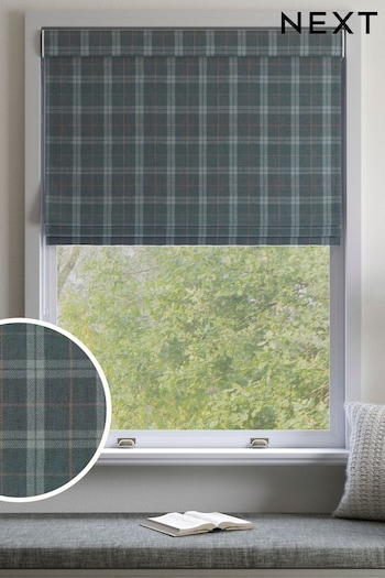 Green Brushed Check Made to Measure Roman Blind (AB9722) | £75