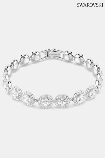 Swarovski White Una Bracelet, Round Cut, White, Rhodium Plated (AB9739) | £169