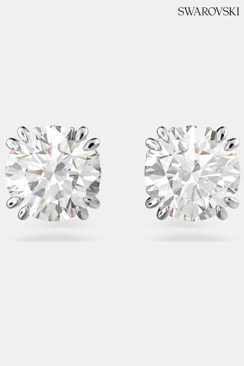 Swarovski Silver Tone Round Cut White Rhodium Plated Constella Stud Earrings (AB9762) | £69