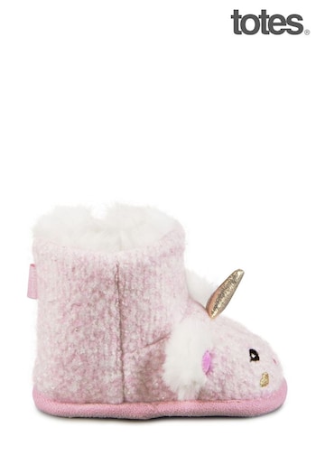 Totes Pink Childrens Toddler Unicorn Bootie Slippers (AC0439) | £15