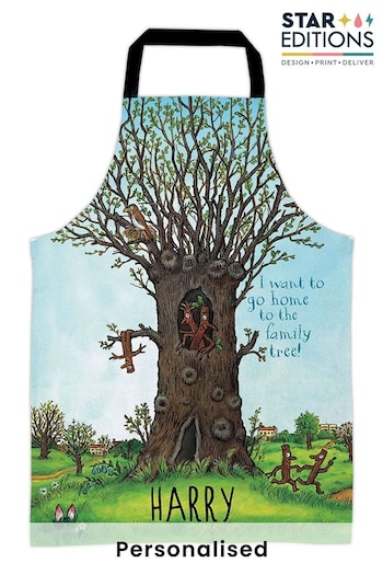 Star Editions Man Childrens Personalised Family Tree Stick Black Apron (AC0811) | £15