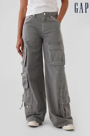 Gap Grey Mid Rise Relaxed Cargo Trousers (AC0825) | £65