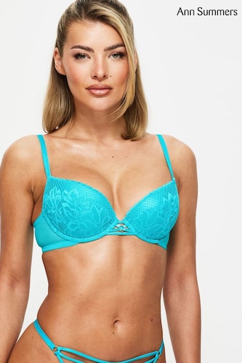 Ann Summers Blue Lasting Lover Mesh And Lace Padded Plunge Bra (AC0884) | £18