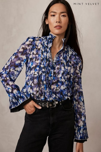 Mint Velvet Blue Abstract Print Blouse (AC1017) | £79