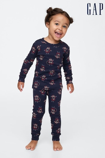 Gap Blue Santa Organic Brushed Cotton Christmas Pyjama Set (12mths-5yrs) (AC1101) | £16