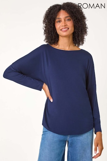 Roman Blue Batwing Long Sleeve Stretch Jumper (AC1284) | £32