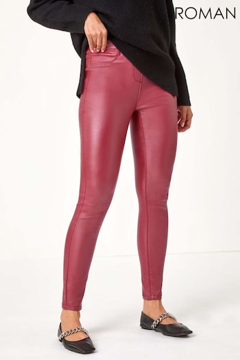 Roman Red Coated Faux Leather Jeggings (AC1517) | £35