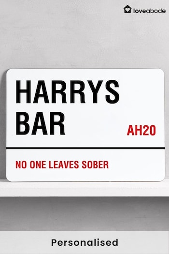 Loveabode Personalised Bar Sign White Wall Art (AC1537) | £18