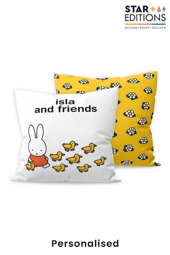 Star Editions Personalised Miffy and Friends Yellow/White Cushion (AC1650) | £25