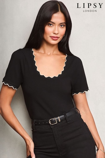 Lipsy Black Scallop Trim Top (AC1869) | £28