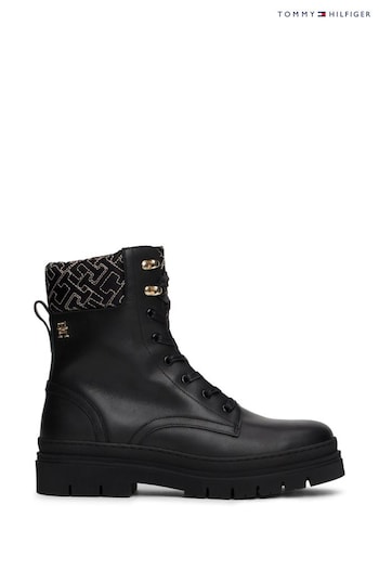 Tommy Hilfiger Lace Up Leather Black Boots (AC2041) | £180