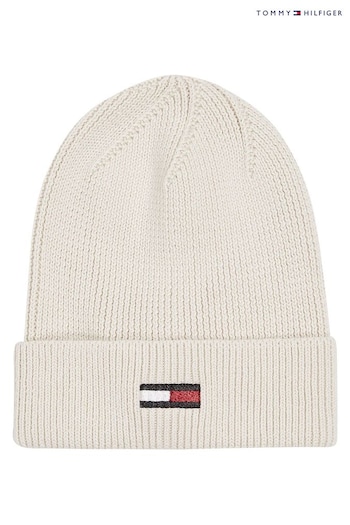 Tommy Hilfiger Cream Elongated Flag Beanie (AC2164) | £30