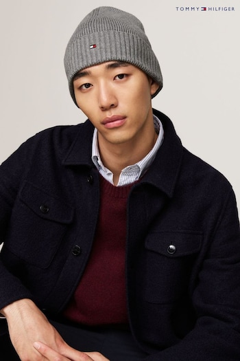 Tommy Hilfiger Grey Flag Pima Cotton Beanie (AC2216) | £40