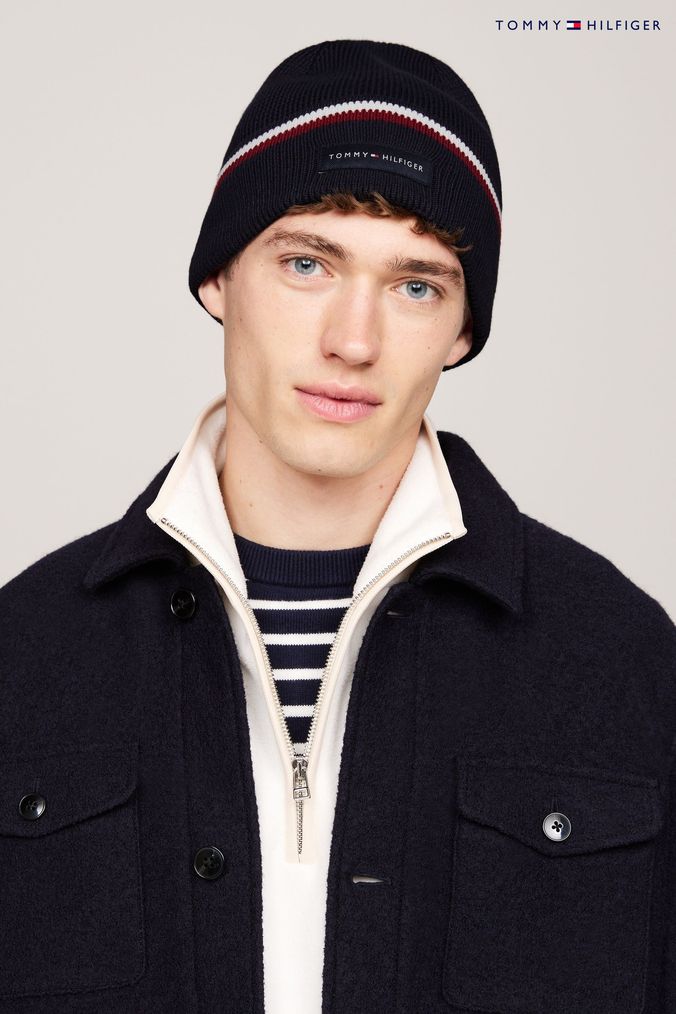 AspennigeriaShops Buy Men s Hats Tommy Hilfiger Blue Beanie Hatsglovesscarves Online Tommy Hilfiger Badeshorts mit Monogramm