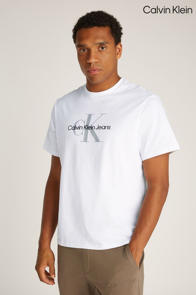 Calvin klein mens white t shirt outlet