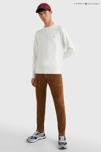 Tommy Hilfiger Organic Pima Cotton Cashmere Crew Neck White Sweater (AC2457) | £110