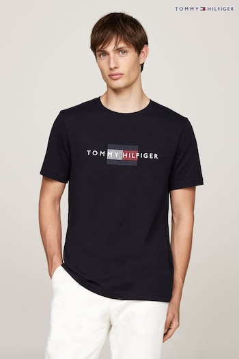 Tommy Camisa Hilfiger Blue Flag Embroidered T-Shirt (AC2515) | £55