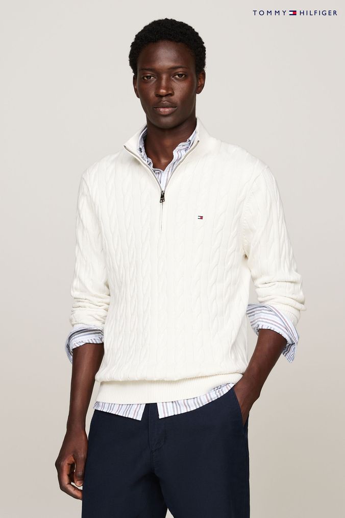 Mens white zip up sweater best sale
