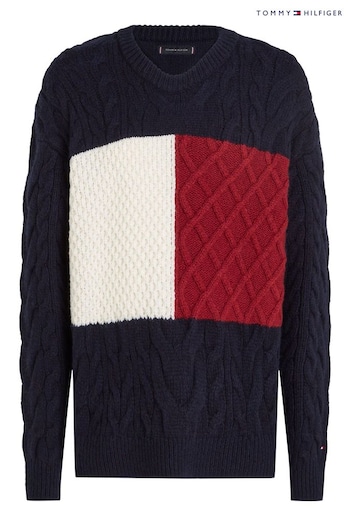 Tommy Hilfiger Blue Cable Flag Sweater (AC2603) | £180