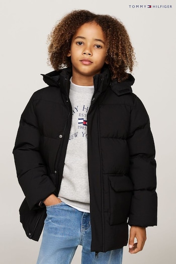 Tommy 2-i-1-shorts Hilfiger Monotype Ribstop Puffer Black Jacket (AC2660) | £130