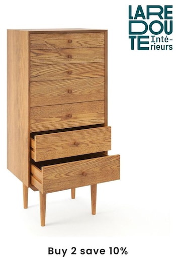 La Redoute Intérieurs Light Oak Quilda Vintage 7 Drawer Tallboy (AC2763) | £775