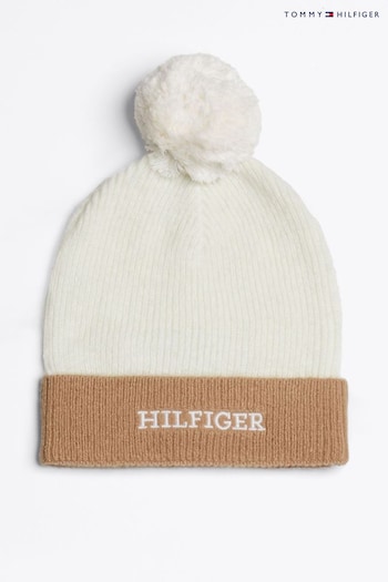 Tommy Hilfiger White Monotype Beanie (AC2904) | £35