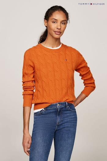 Tommy Hilfiger Soft Wool Cable Crew Neck Nude Sweater (AC2973) | £140