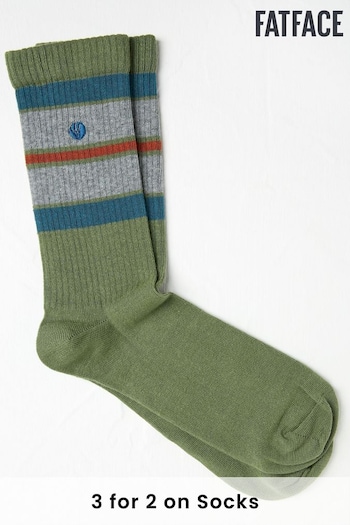 FatFace Green Striped Ribbed Socks (AC3187) | £7.50