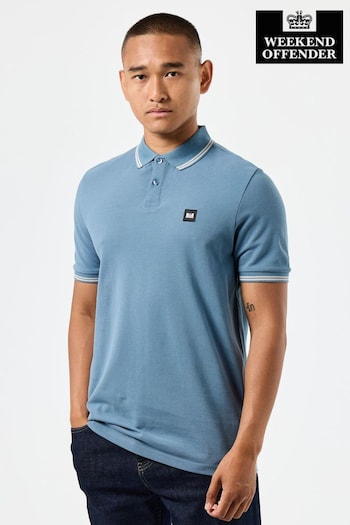 Weekend Offender Mens Blue Farina Tipped Polo Shirt (AC3695) | £45