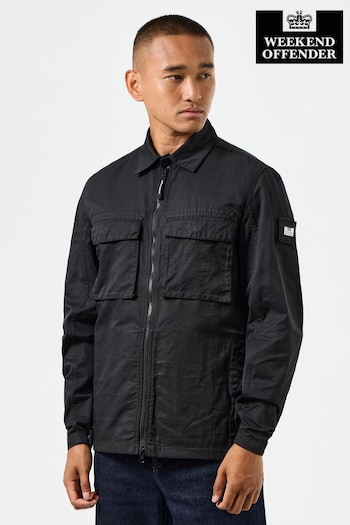 Weekend Offender Mens Formella Cotton Black Overshirt (AC3700) | £100