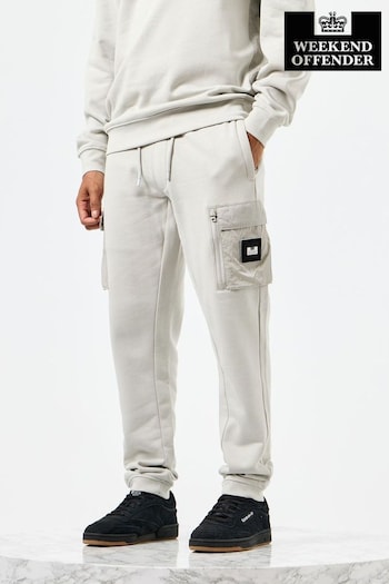 Weekend Offender Mens Grey Lippi Cargo 100% Cotton Joggers (AC3708) | £70