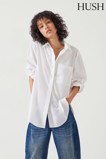 Hush White Oversized Coleena 100% Cotton Shirt (AC3773) | £80