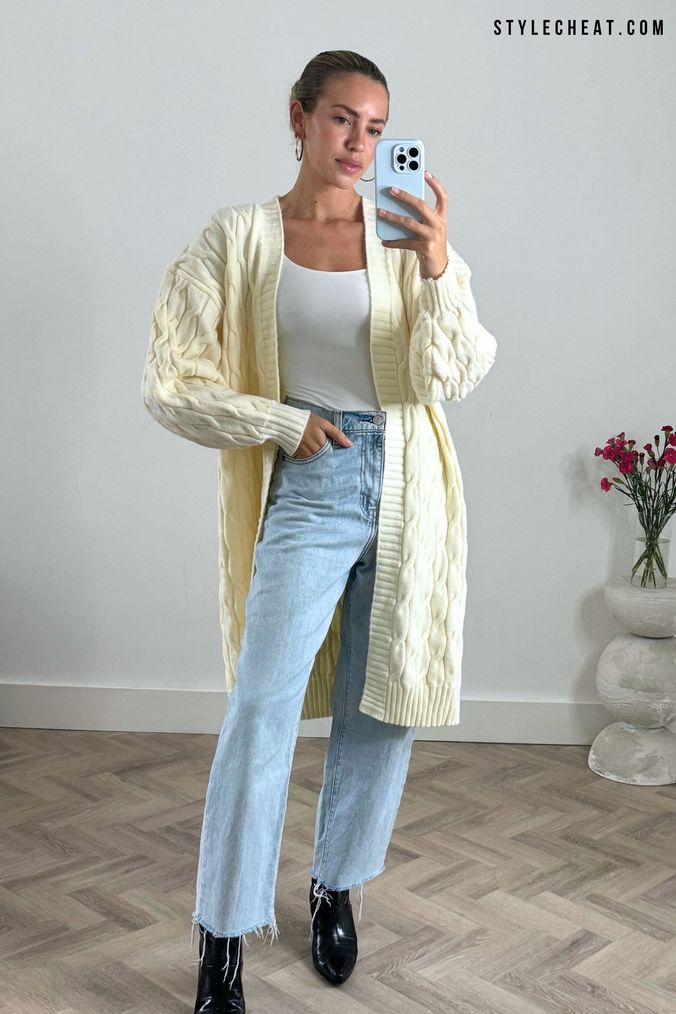 Long cream cardigan uk best sale