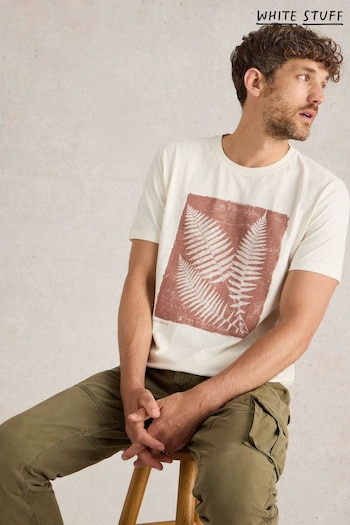 White Stuff Natural Leaf Graphic 100% Cotton T-Shirt (AC3987) | £28