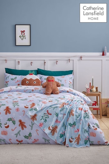 Catherine Lansfield Blue Christmas Gingerbread Man Duvet Cover Set (AC4037) | £16 - £25