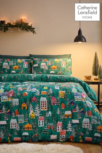 Catherine Lansfield Green Christmas Festive Forest Duvet Cover Set (AC4042) | £16 - £25