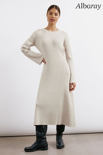 Albaray Natural Flute Sleeve Knitted Dress (AC4148) | £110