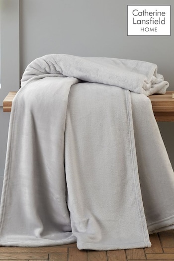 Catherine Lansfield Silver/Grey Raschel Soft Velvet Touch Throw (AC4230) | £12