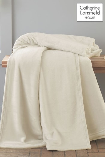 Catherine Lansfield Cream Raschel Soft Velvet Touch Throw (AC4257) | £12