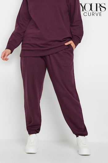 Yours Curve Burgundy Red Cuffed Joggers (AC4402) | £22