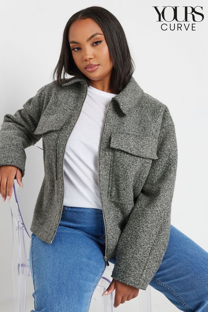 Grey wool jacket womens hot sale