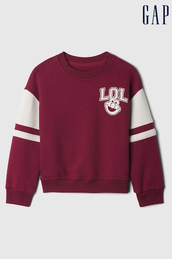 Gap Burgundy Red Vintage Soft Sesame Street Varsity Sweatshirt (6mths-5yrs) (AC4890) | £20