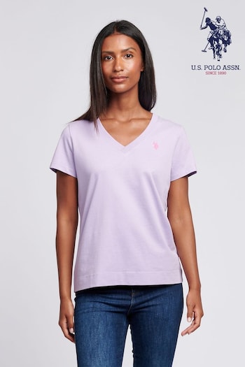 U.S. Polo l31 Assn. Regular Fit Womens V-Neck 100% Cotton T-Shirt (AC4930) | £25