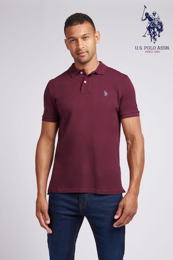 U.S. Polo Assn. Brown Red Regular Fit Pique 100% Cotton Polo Shirt (AC4945) | £50