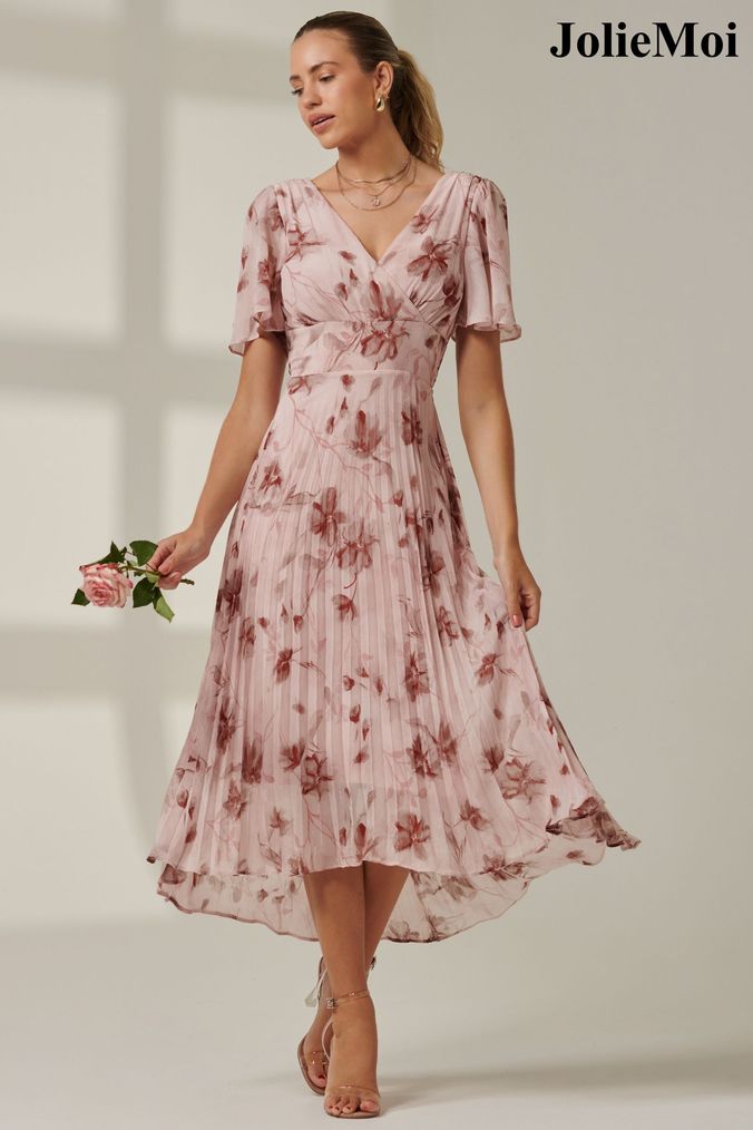 Pink floral dress next clearance
