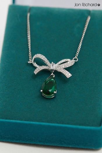 Jon Richard Silver Tone Emerald Bow Pendant (AC5072) | £30